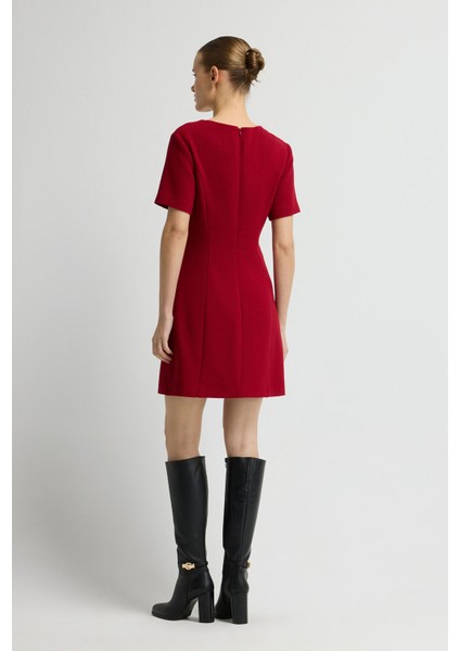 Toka Detaylı Mini Elbise Kirmizi 12444225001 indirimleri