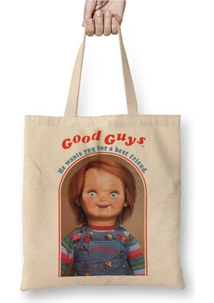 Chucky He Wants You For A Best Friend Halloween Bez Çanta Uzun Saplı Alışveriş Çantası Plaj Çantası