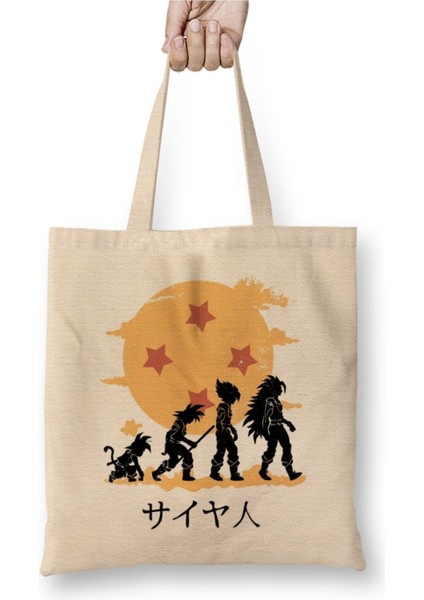 Dragon Ball Z Karakter Bez Çanta Uzun Saplı Alışveriş Çantası Plaj Çantası