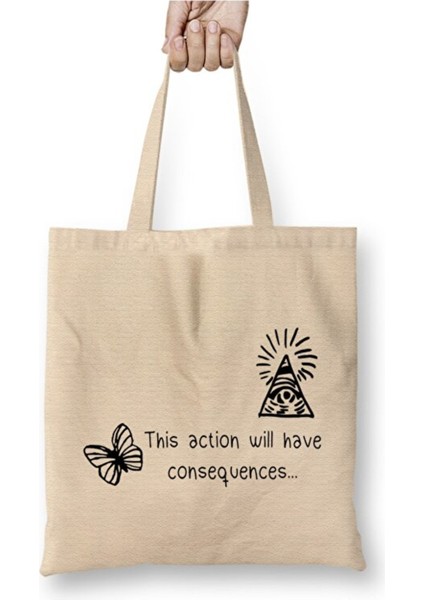 Life Is Strange This Actions Will Have Consequences Beyaz Bez Çanta Uzun Saplı Alışveriş Çantası