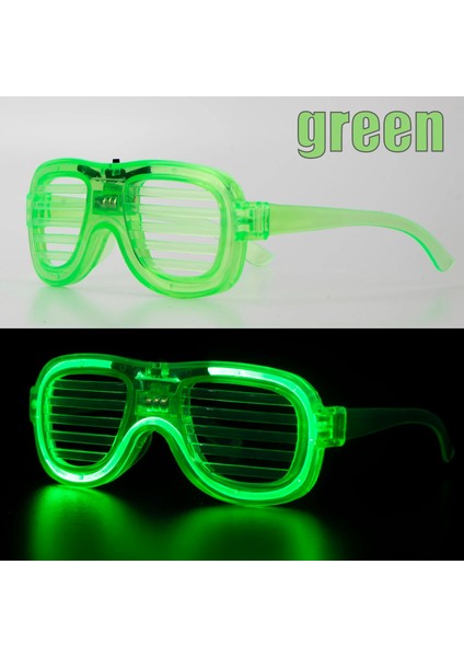 Yeşil LED Işıklı Parti Gözlüğü – Neon Glow Şerit Gözlük 3 Modlu (5067)