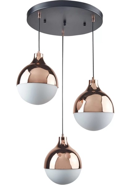 Modern Üçlü Sarkıt Retro Bakır Renk Beyaz Camlı Salon Avize fiyatları