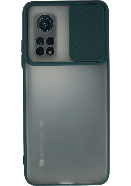 Xiaomi Mi 10T Kılıf Palm Buzlu Kamera Sürgülü Silikon - Yeşil (K95)