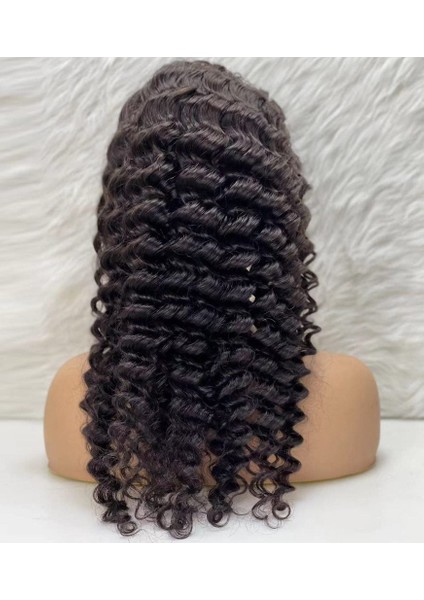 Gerçek Front Lace Tül Peruk / Derin Dalgalı / Doğal 60/65CM indirimleri