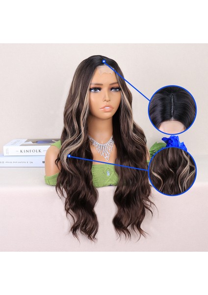 Kumral Balköpüğü Işıltılı Dalgalı Uzun Tül Peruk fırsatları