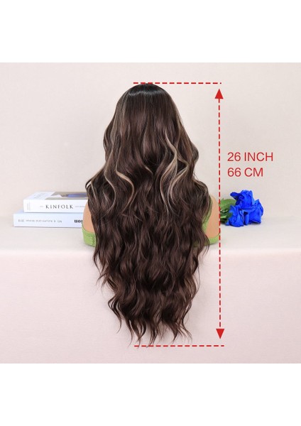 Kumral Balköpüğü Işıltılı Dalgalı Uzun Tül Peruk indirimleri