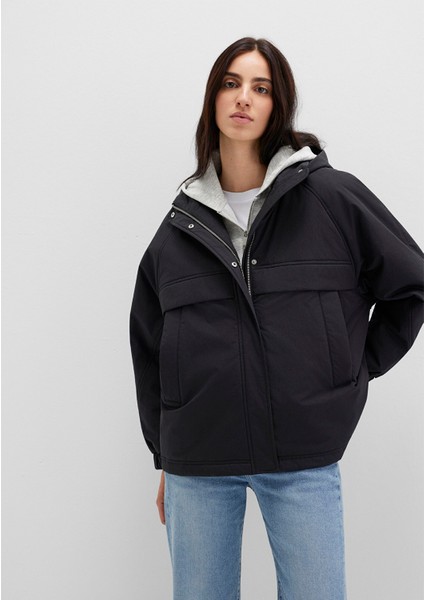 Su Itici Kapüşonlu Siyah Ceket 1110348-900