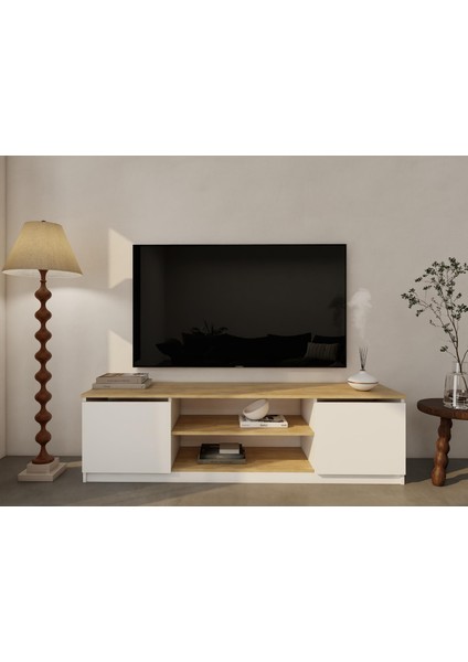 Bade Tv Ünitesi Lefkas Meşe Beyaz Renk