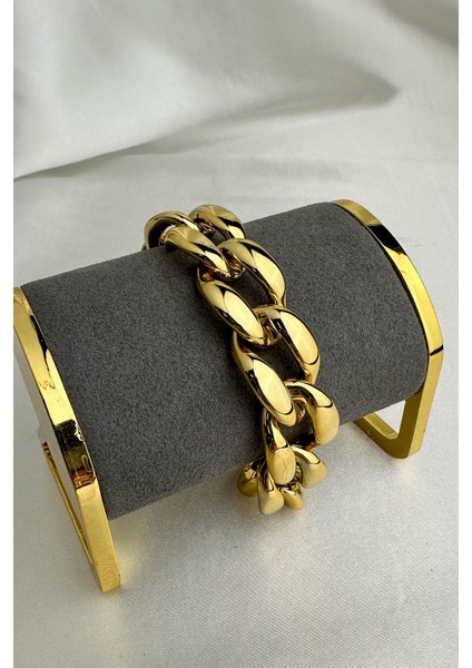 Kalın Model Zincir Altın Rengi Bileklik (18CM) modelleri