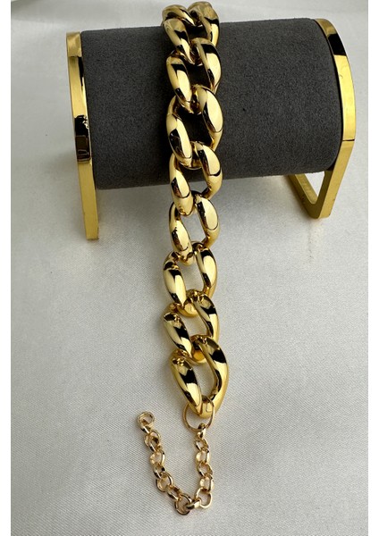 Kalın Model Zincir Altın Rengi Bileklik (18CM) fırsatları