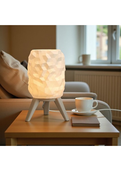 Modern Geometrik Prizma Desenli Dekoratif Gece Lambası Masa Lambası / Abajur - Üç Ayaklı