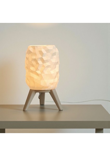 Modern Geometrik Prizma Desenli Dekoratif Gece Lambası Masa Lambası / Abajur - Üç Ayaklı