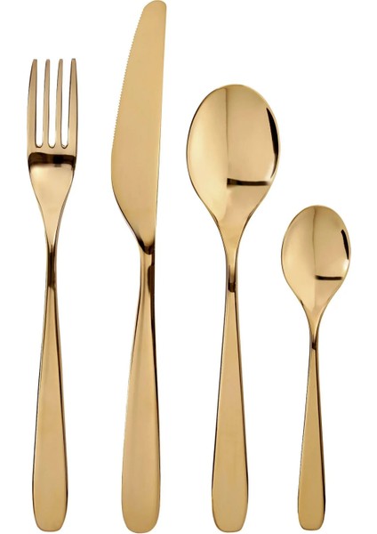 Tıllagd 6 Kişilik Çatal Bıçak Takımı Pirinç Rengi 24 Parça