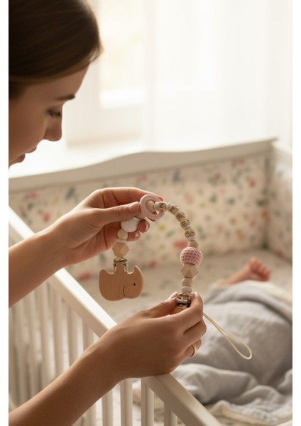 Fitifitibebe Doğal Ahşap Emzik Zinciri - Isme Özel Emzik Askısı Ahşap Emzik Zinciri Emzik Tutucu indirimleri