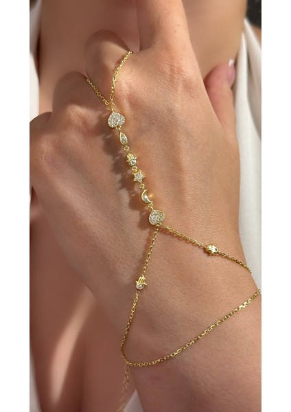 Kalp Yıldız Ay Hz. Fatmanın Eli ve Nazar Göz Sembollü Şahmeran