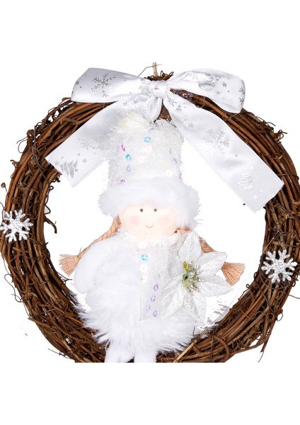 Yılbaşı Süsü, Kapı Çelengi, Lame-Beyaz - Peri Figürlü, 20X30 cm fiyatları