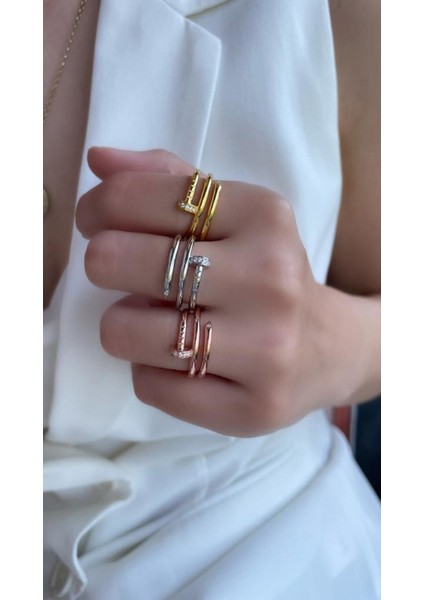 Özel Tasarım 3'lü Taşsız Model Çivi Yüzük Yüksek Kalite Üretim 925 Ayar Gümüş fiyatları