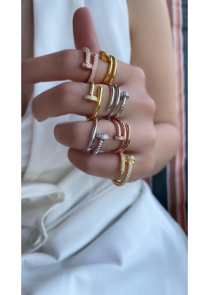 Özel Tasarım 3'lü Taşsız Model Çivi Yüzük Yüksek Kalite Üretim 925 Ayar Gümüş modelleri