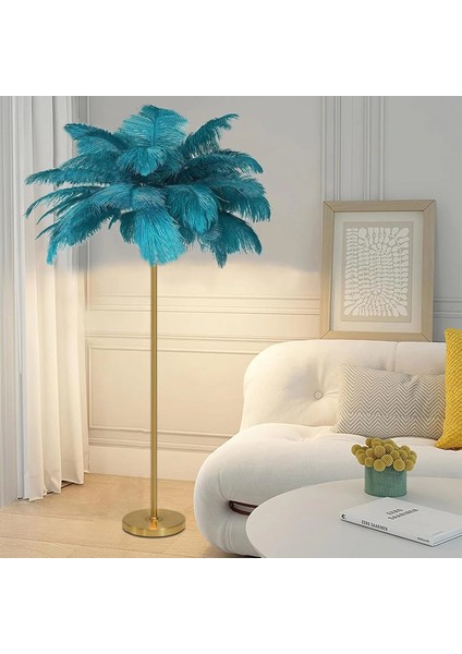 Yeşil Deve Kuşu Tüyü Lambader