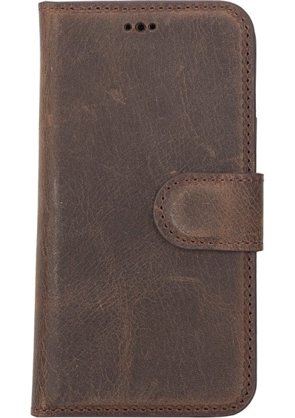 Apple iPhone 13 Mini Uyumlu Deri Cüzdanlı Kılıf G6 Kahverengi modelleri