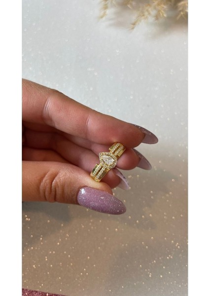 Altın Kaplama Tektaş Damla Model Yüzük 925 Ayar Gümüş fırsatları