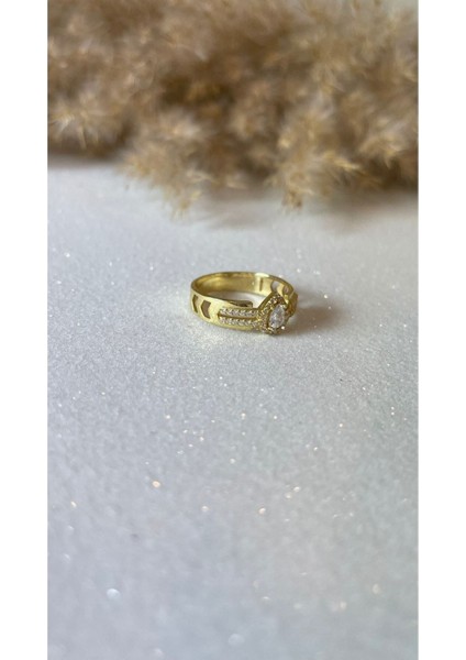 Altın Kaplama Tektaş Damla Model Yüzük 925 Ayar Gümüş indirimleri