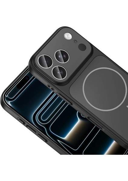 Apple iPhone 17 Pro Max Uyumlu Kılıf Zebana Titanmag Colorshield Kılıf (Kablosuz Şarj) Siyah modelleri