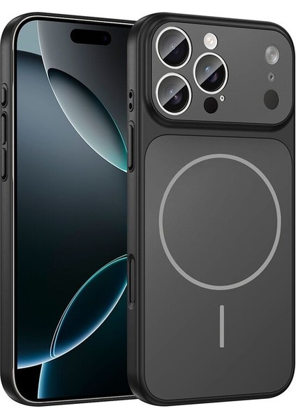 Apple iPhone 16 Pro Uyumlu Kılıf Zebana Titanmag Colorshield Kılıf (Kablosuz Şarj) Siyah