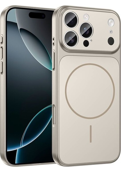 Apple iPhone 15 Pro Max Uyumlu Kılıf Zebana Titanmag Colorshield Kılıf (Kablosuz Şarj) Gri