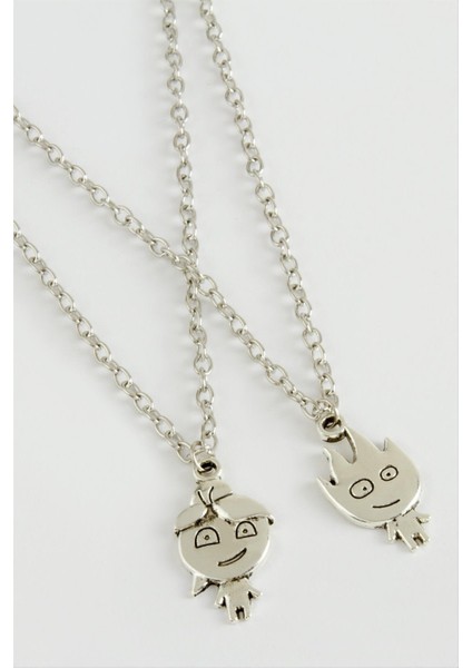 Ateş ve Su 2'li Metal Kolye