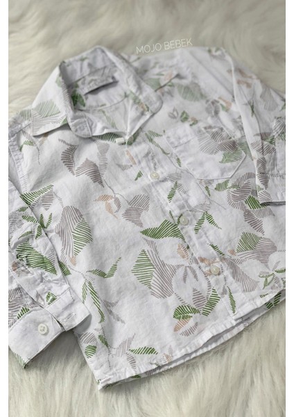 Mojo Erkek Bebek 1-4 Yaş Karışık Desenli Cepli Gömlek 22104 Ekru