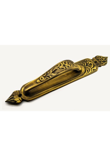Antika Tarz Dekoratif Pirinç Kubbeli Çekme Kapı Kolu - 396X68 Mm, Antik
