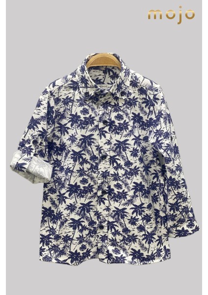 Erkek Bebek 1-5 Yaş Desenli Katlamalı Kol Gömlek 4015 Lacivert fırsatları