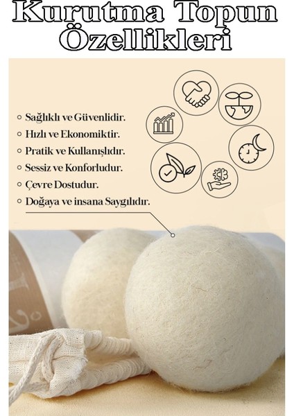 Yün Kurutma Topu 3 Adet Kurutma Makinası Topu 3 Lü %100 Merinos Yün Keçe Organik Çamaşır Kurutma Kırışıklık Önleyici fırsatları