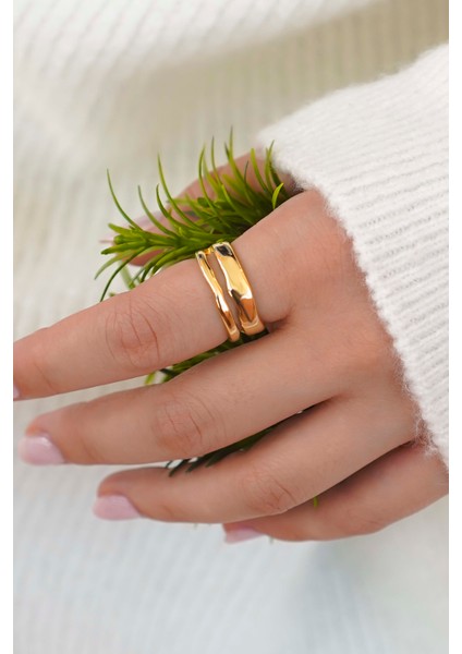 Altın Kaplama Vip Zarif Kadın Yüzük Seti – 2'li modelleri