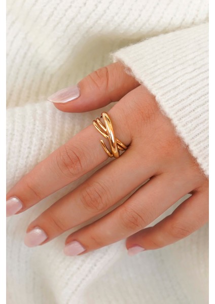 Altın Kaplama Vip Zarif Kadın Yüzük Seti – 2'li indirimleri