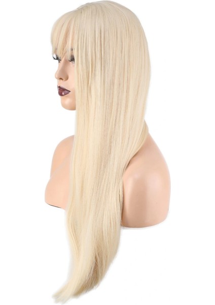 Düz Perçemli Uzun Fiber Sentetik Peruk - Platin modelleri