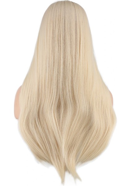 Düz Perçemli Uzun Fiber Sentetik Peruk - Platin indirimleri