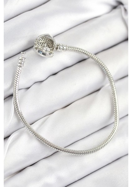 Bfs Pirinç Charm Zirkon Taşlı Kalp Model Gümüş Renk Kadın Bileklik fiyatları