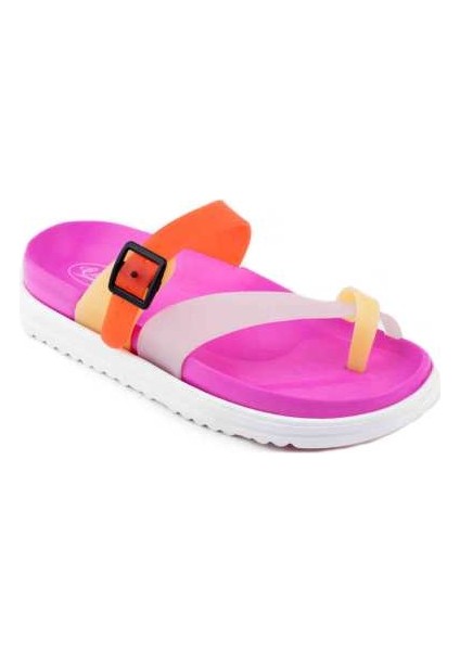 Zenne Z310 Lux Parmak Arası Terlik Fuşya - Beyaz 37 Numara