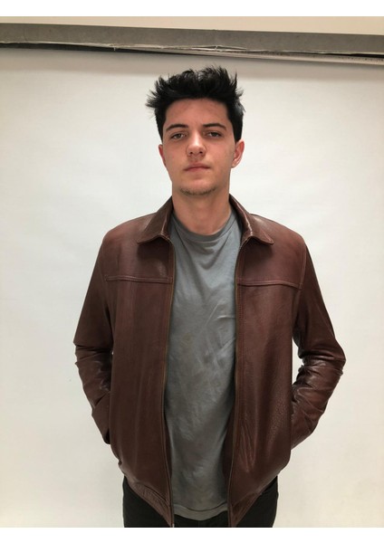 Taba Hakiki Deri Gömlek Yaka Erkek Ceket – %100 Gerçek Deri, El Işçiliği, Fermuarlı Regular Fit | Kişiye Özel Ölçüm Imkanı fiyatları