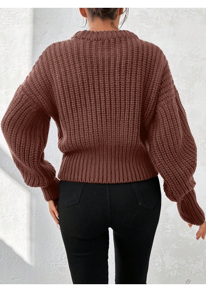 Kadın Kalın Örgü Balon Kol Triko Kazak fiyatları