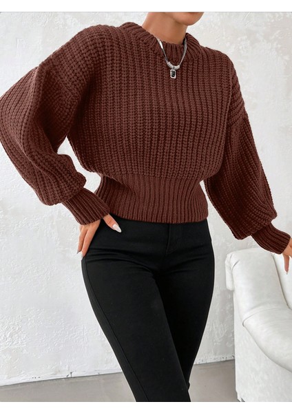 Kadın Kalın Örgü Balon Kol Triko Kazak modelleri