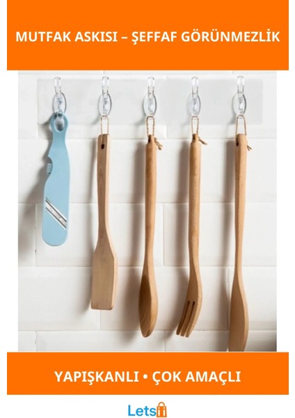 Şeffaf Yapışkanlı Çok Amaçlı Mutfak Askısı