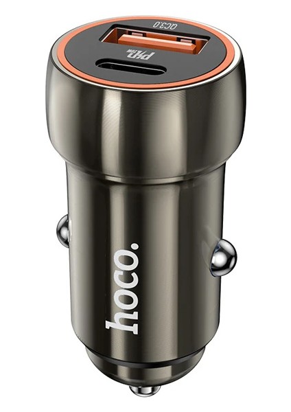 Hoco Z46A PD20W+QC3.0 Usb+Type-C Giriş Araç Içi Çakmaklık Hızlı Şarj ALETI-(1903)