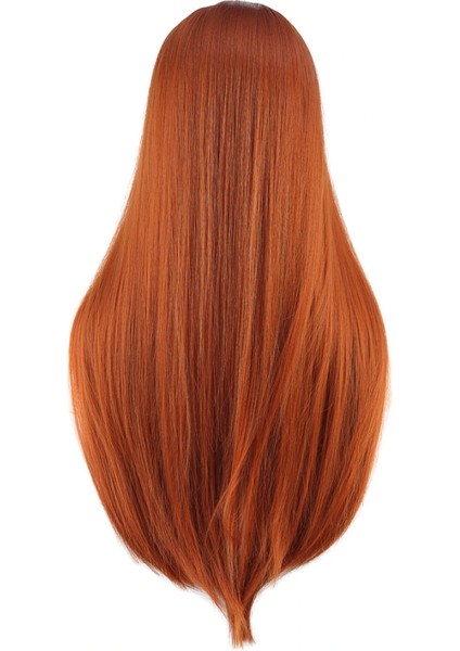 Düz Perçemli Uzun Fiber Sentetik Peruk - Bakır indirimleri