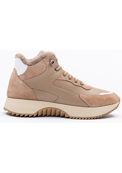 Kadın Kürklü Tabanı Kalın Bej Spor Bot fiyatları