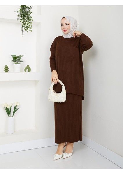 3402 Tek Cepli Fitilli Etekli Triko Takım