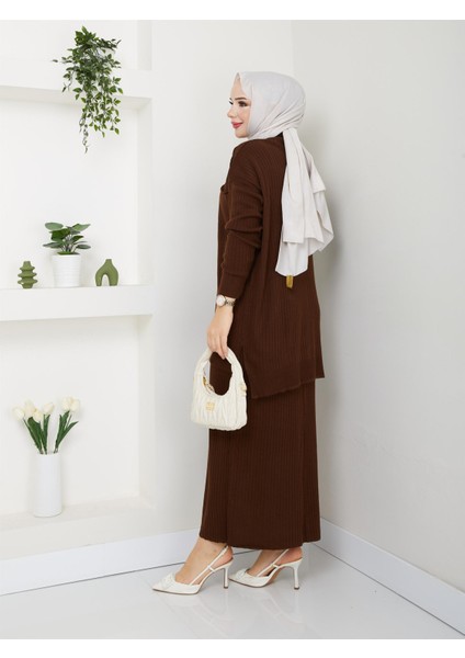 3402 Tek Cepli Fitilli Etekli Triko Takım modelleri