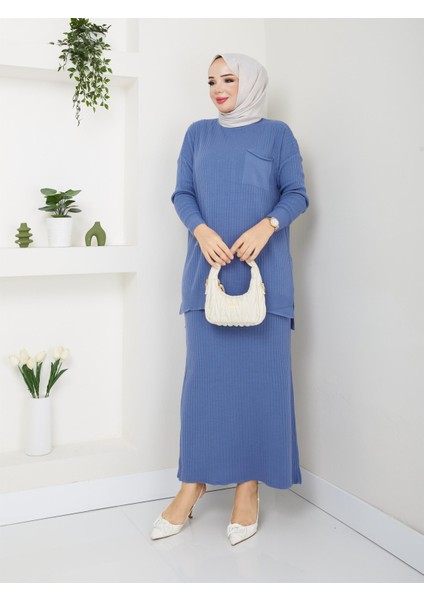 3402 Tek Cepli Fitilli Etekli Triko Takım